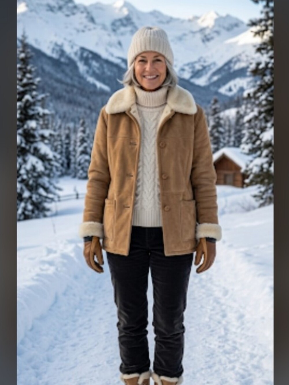 Dennis Basso Tan Jacket with Cream Collar